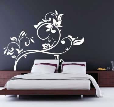 Florales Wandtattoo Kopfende Bett