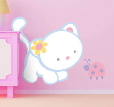 Katze mit Marienkäfer Wandtattoo