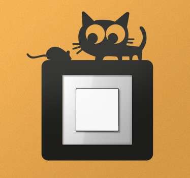 Lichtschalter Sticker Katze und Maus