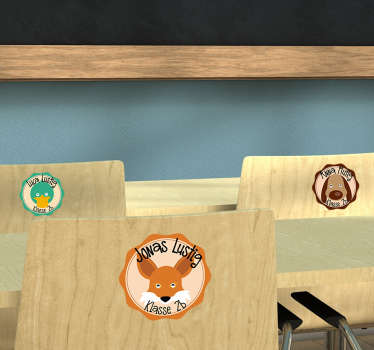 Namensaufkleber Schule Set Tiere