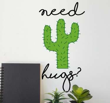 Wandtattoo Kaktus "Need Hugs?"