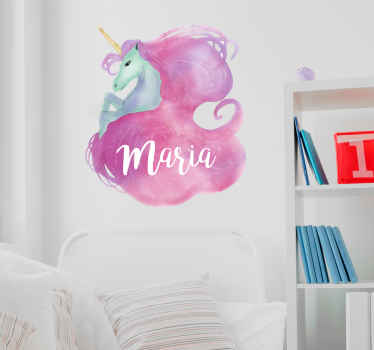 Wandtattoo personalisierbares Einhorn Aquarell