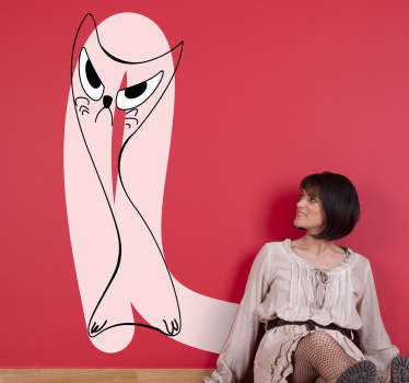 Wandtattoo rosa Katze abstrakt