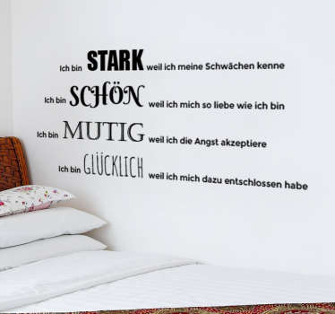 Wandtattoo Stark Schön Mutig Glücklich