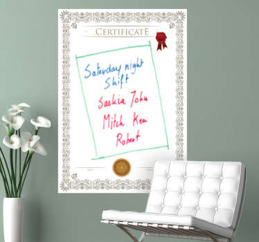 Whiteboardfolie Zertifikat