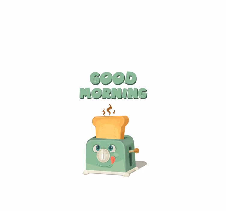 Rollo Fenster Küche guten morgen mit toaster - TenStickers