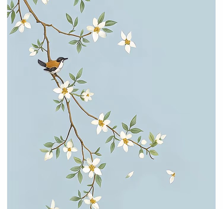 Rollo Fenster Hochzeit blühender zweig vögel - TenStickers