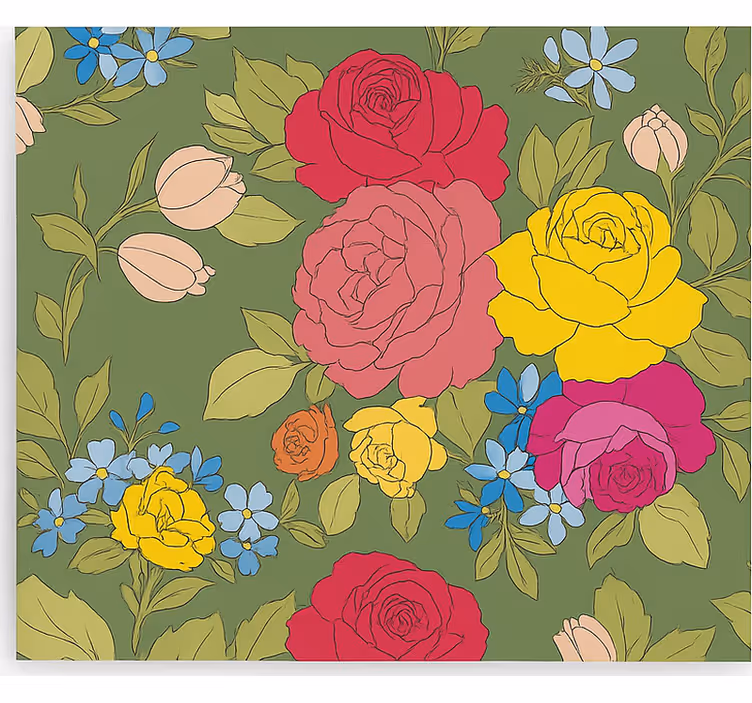 Rollo Fenster Küche florales rosenmuster - TenStickers