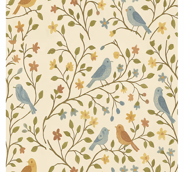 Rollo Fenster Wohnzimmer bunter vogel und zweig - TenStickers