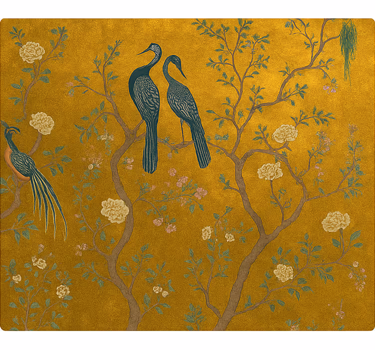 Rollo Fenster Wohnzimmer verzierte goldene chinoiserie - TenStickers