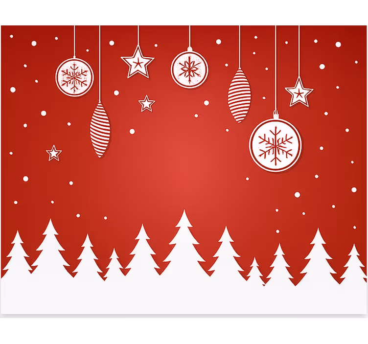Rollo Fenster Wohnzimmer rote weihnachtsbäume - TenStickers