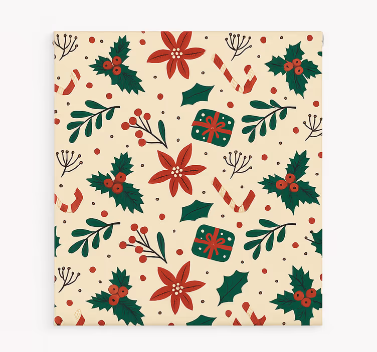 Rollo Fenster Wohnzimmer roter ornamentwald - TenStickers
