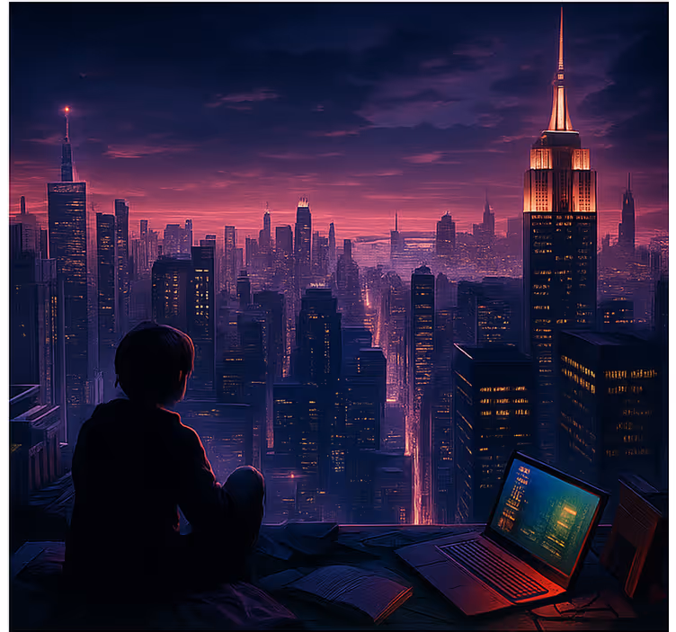 Rollo Fenster Gamer futuristische wolkenkratzer-gamer-ansicht - TenStickers