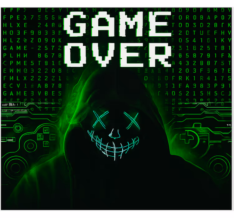 Rollo Fenster Gamer maskiertes gehacktes game over - TenStickers