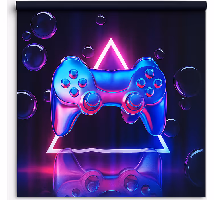 Rollo Fenster Gamer chrom-neon-blasen-controller - TenStickers