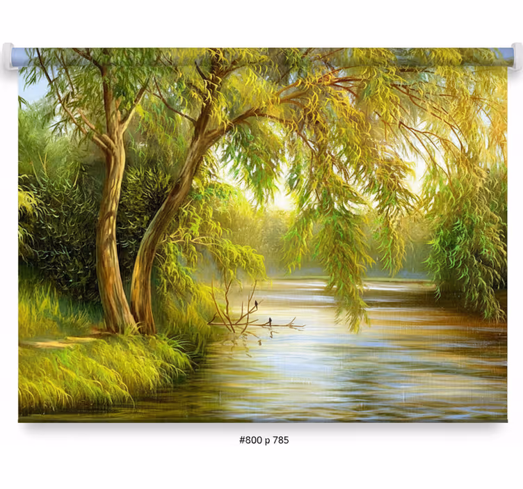 Rollo fenster baum sanfter fluss weide - TenStickers