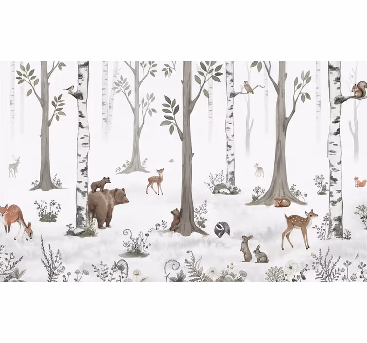 Rollo fenster baum verspielte waldskizze - TenStickers