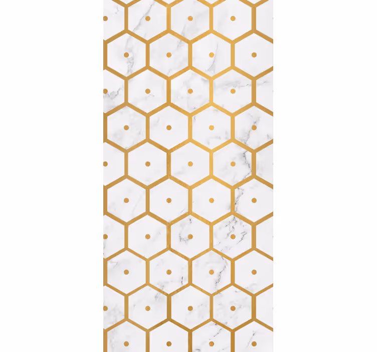 Rollo fenster badezimmer mit hexagonalem goldmarmor-muster - TenStickers
