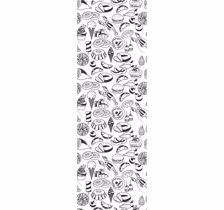 Rollo fenster küche mit schwarz-weißem essensmuster - TenStickers