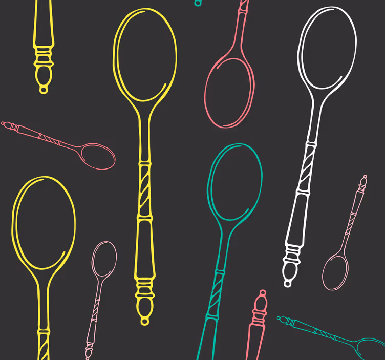 Rollo fenster küche neon utensilien skizze - TenStickers