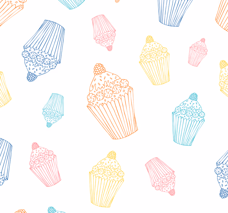 Rollo fenster küche mit cupcake skizzen - TenStickers