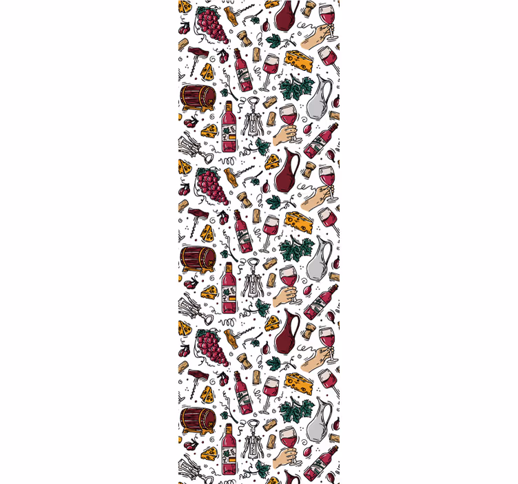 Rollo fenster küche trauben wein und käse vintage muster - TenStickers