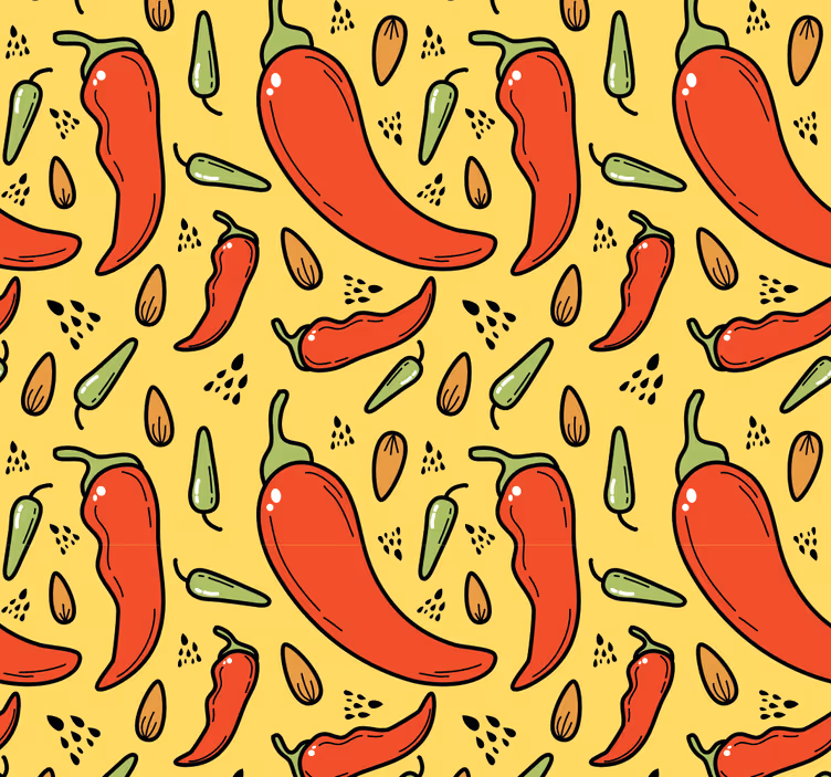 Rollo fenster küche in rot und grün chili - TenStickers