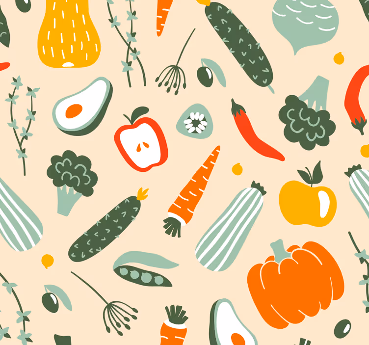 Rollo fenster küche buntes vielfältiges essen - TenStickers