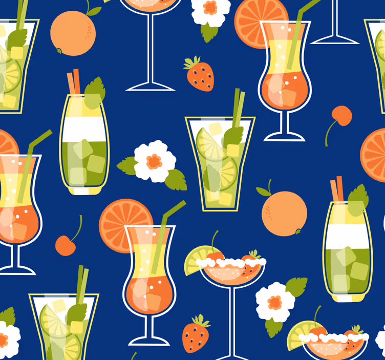 Rollo fenster küche im vintage-stil mit cocktails - TenStickers