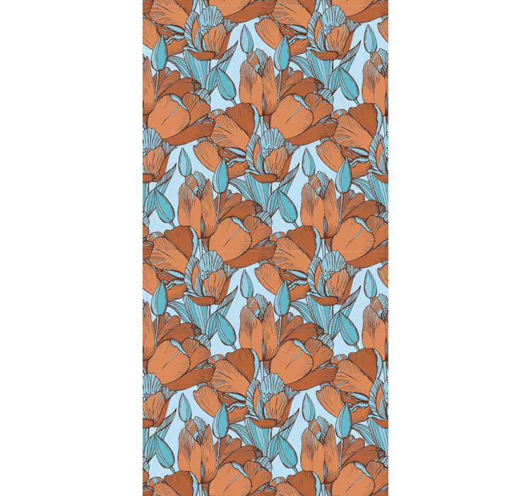 Rollo fenster esszimmer braune tulpen blaues design - TenStickers