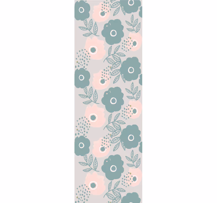 Rollo fenster esszimmer mit rosa und blauen aquarellblumen - TenStickers