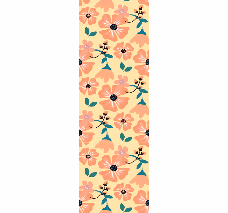 Rollo fenster esszimmer mit orangefarbenen blumen - TenStickers