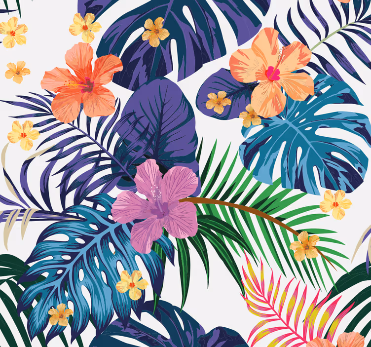 Rollo fenster esszimmer mit bunten hawaiianischen blumen - TenStickers