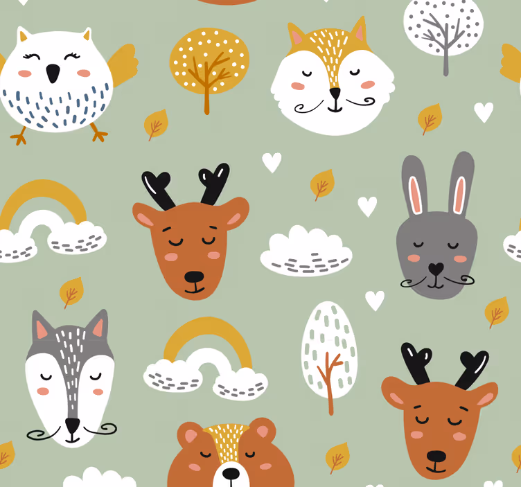 Rollo fenster kinderzimmer mit skandinavischen waldtieren - TenStickers