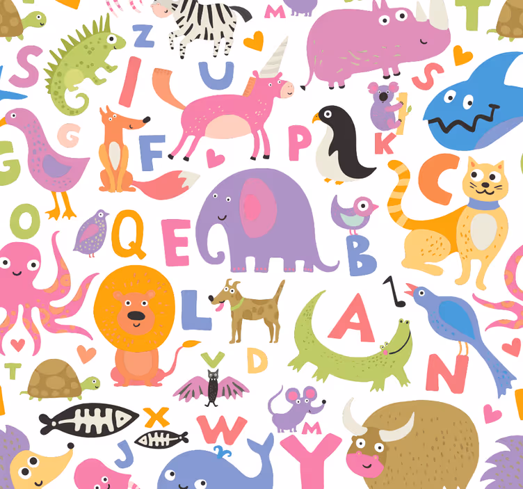 Rollo fenster kinderzimmer mit alphabet tieren - TenStickers