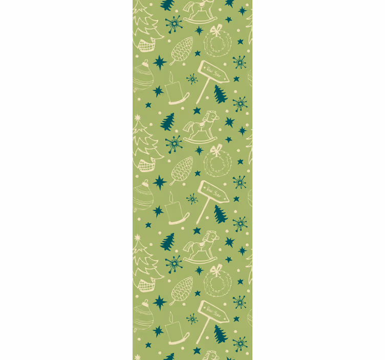 Rollo fenster kinderzimmer mit grünen weihnachtselementen - TenStickers