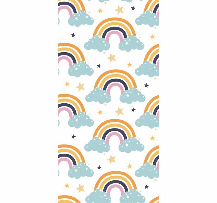 Rollo fenster kinderzimmer mit buntem regenbogenwolkenmuster - TenStickers