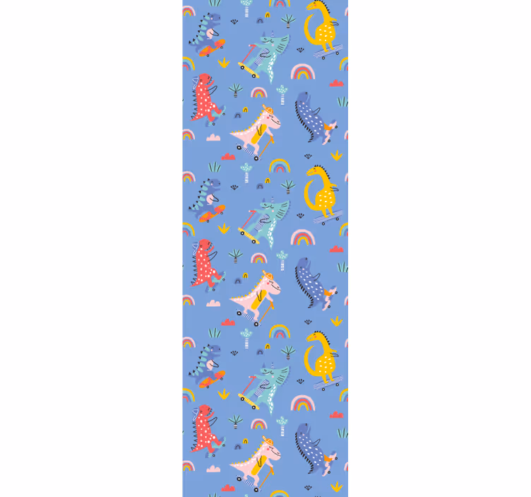 Rollo fenster kinderzimmer mit niedlichen skater-dinos - TenStickers