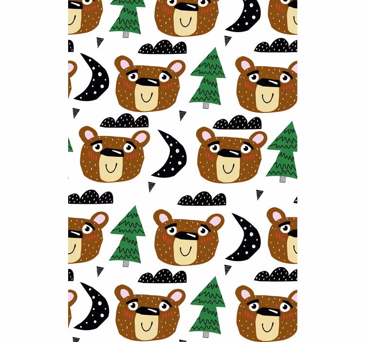 Rollo fenster kinderzimmer einfarbige bären und bäume - TenStickers