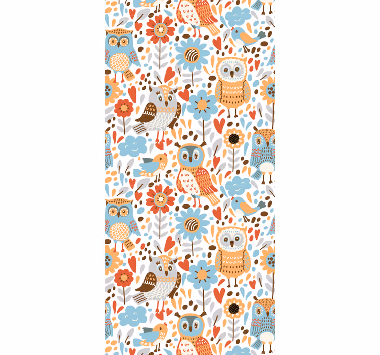 Rollo fenster kinderzimmer bunte eulen mit blumenmuster - TenStickers