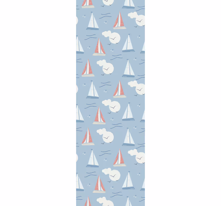 Rollo fenster kinderzimmer segelboot muster wolken - TenStickers