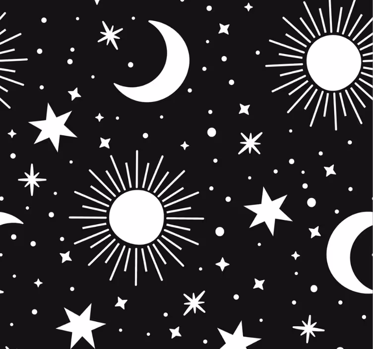 Rollo fenster jugendzimmer weiße sterne und monde - TenStickers