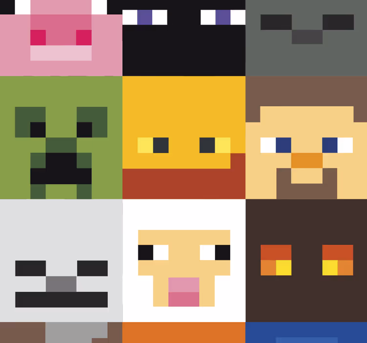 Rollo fenster jugendzimmer mit gaming pixelgesichtern - TenStickers