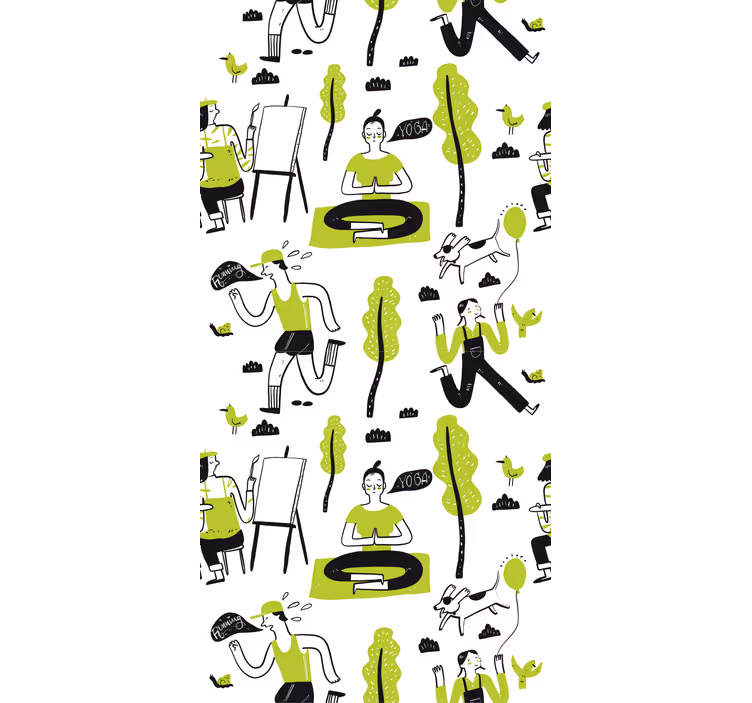 Rollo fenster modern gesundes lebensstil doodle set - TenStickers