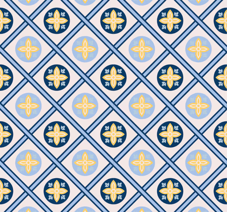 Rollo fenster modern mit babyblauen und gelben fliesen - TenStickers