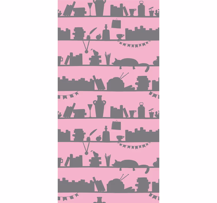 Rollo fenster modern bücherregal in pink und grau - TenStickers