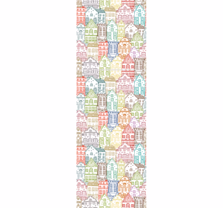 Rollo fenster modern handgezeichnetes häuser muster - TenStickers