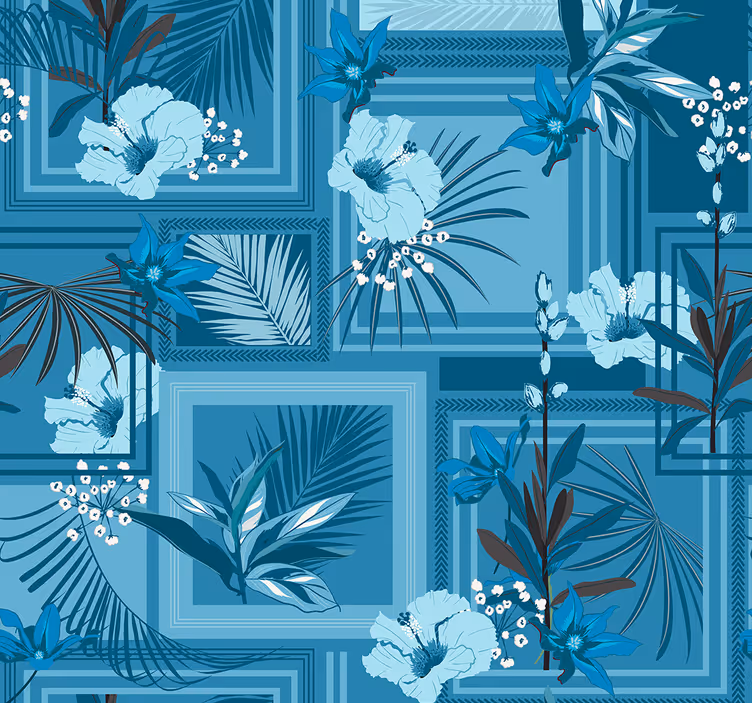 Rollo fenster badezimmer in blauem blumenmuster - TenStickers
