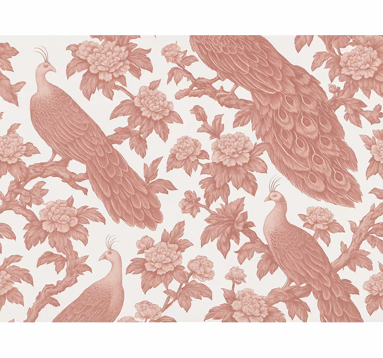 Rollo fenster rosa mit textiler pinker pfauenmuster - TenStickers