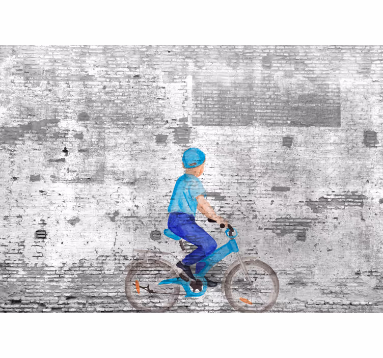 Rollo fenster küche graffiti kinder auf dem fahrrad - TenStickers